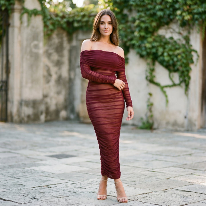 Sabrina - Elegant Off-Shoulder Maxi Dress for Women