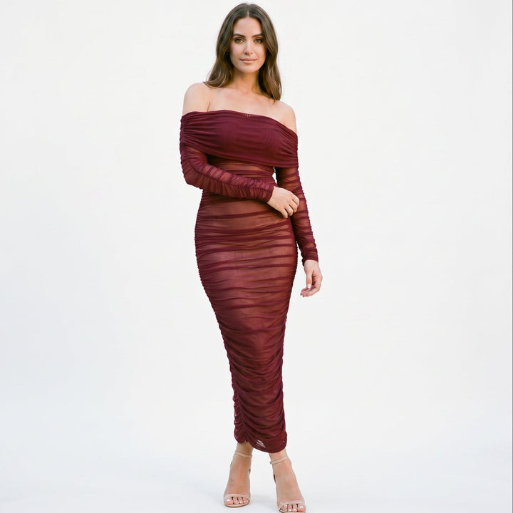 Sabrina - Elegant Off-Shoulder Maxi Dress for Women