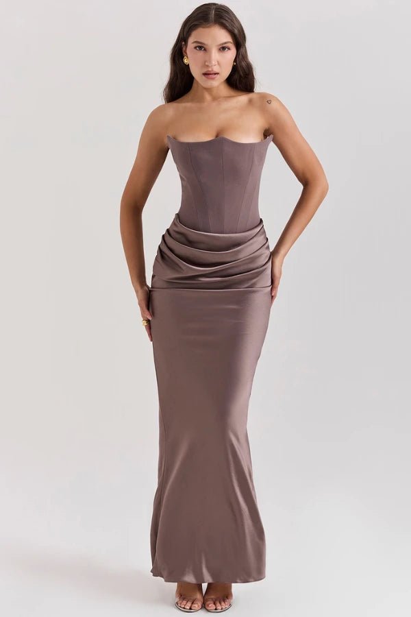 Elegant Strapless Corset Gown for Wedding Guests