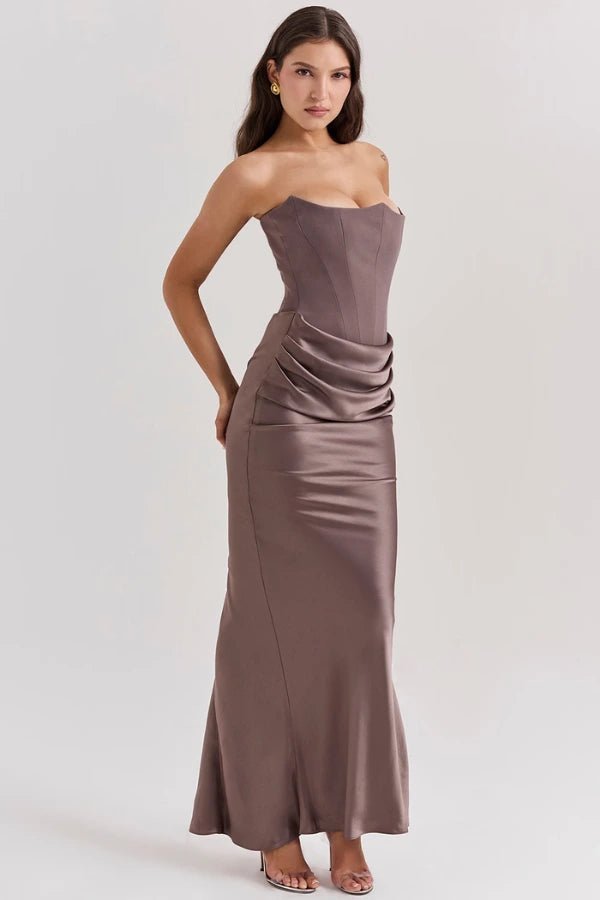 Elegant Strapless Corset Gown for Wedding Guests