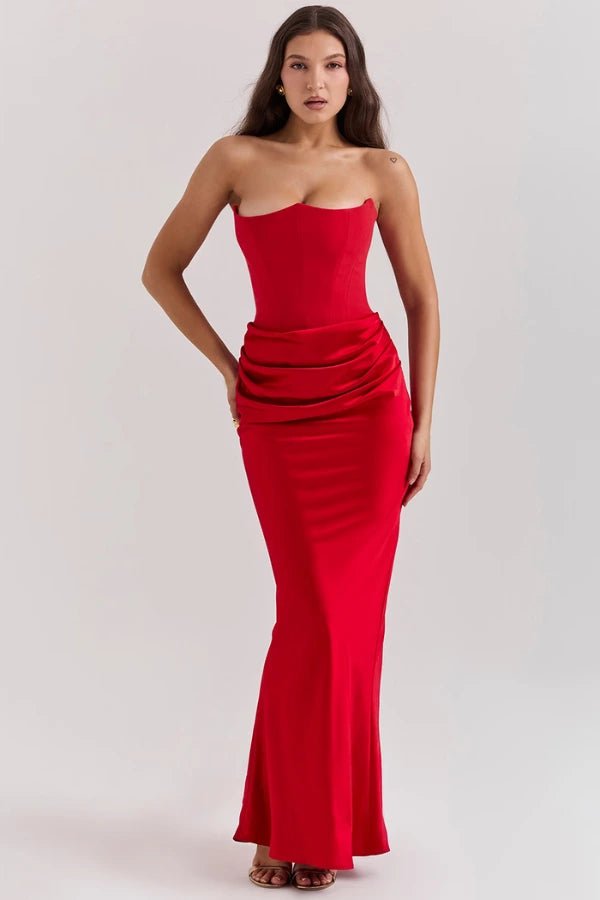Elegant Strapless Corset Gown for Wedding Guests