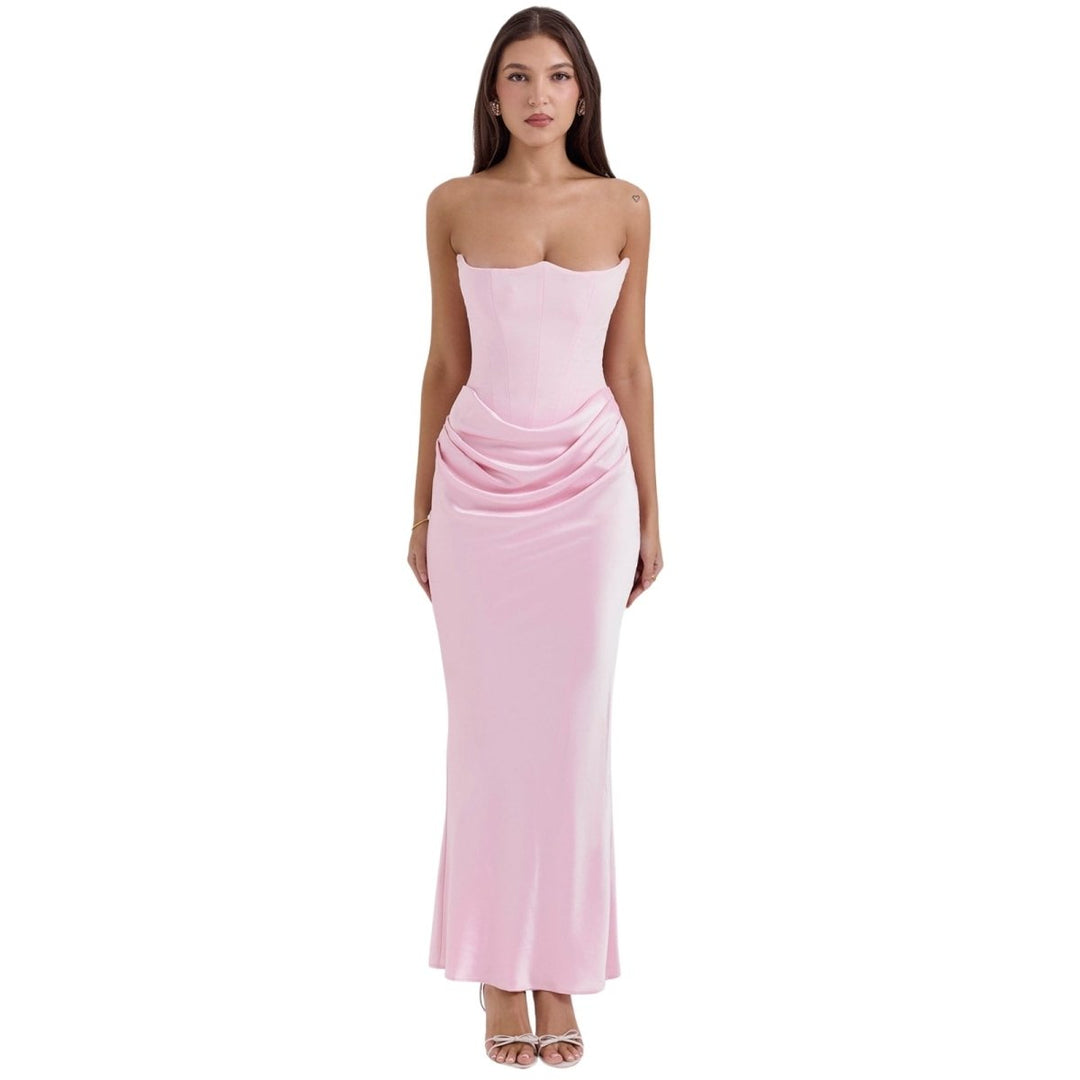 Elegant Strapless Corset Gown for Wedding Guests