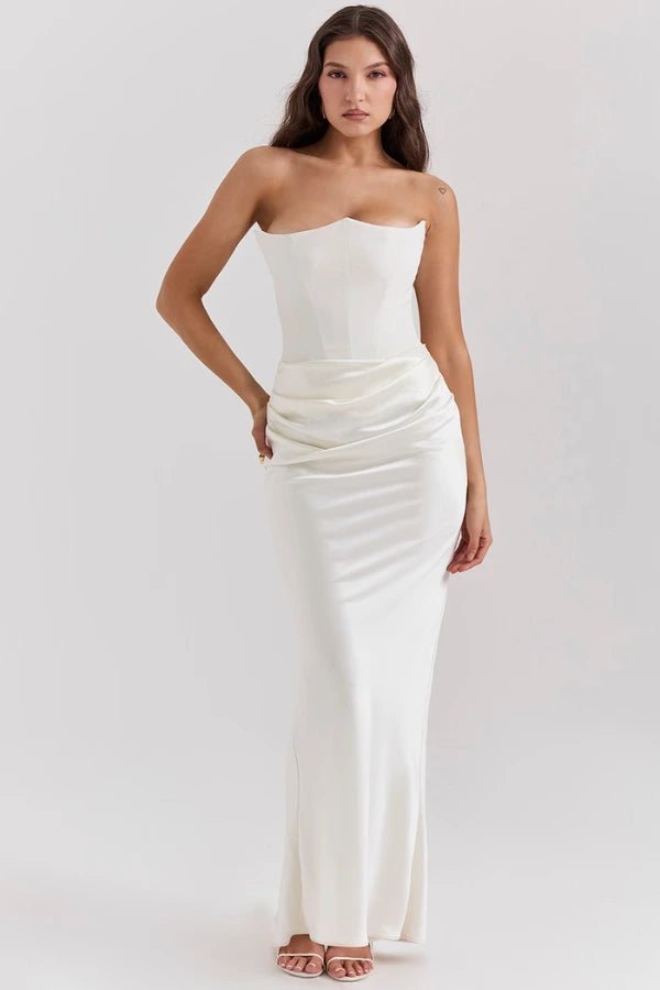 Elegant Strapless Corset Gown for Wedding Guests