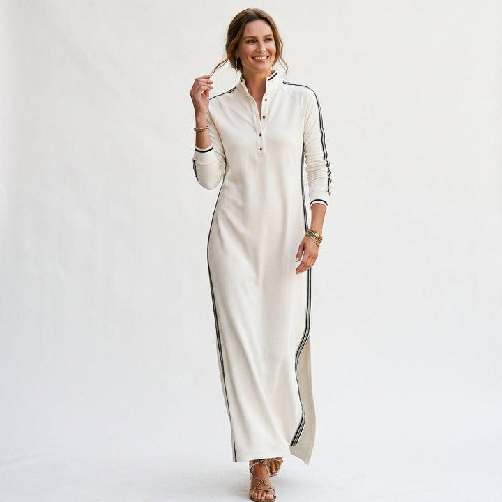Chic White Maxi Dress With Button-Down Collar