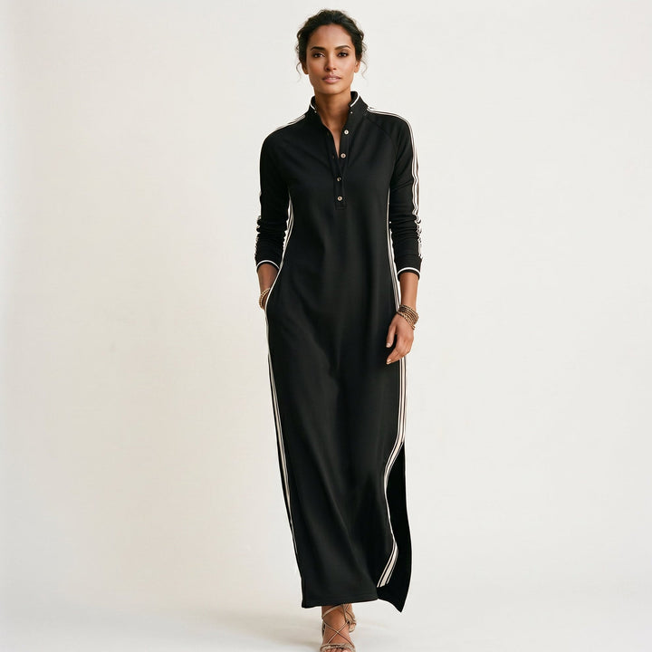 Chic White Maxi Dress With Button-Down Collar