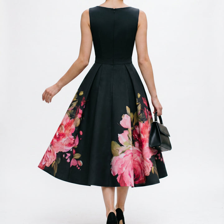 Elegant Black Midi Cocktail Dress