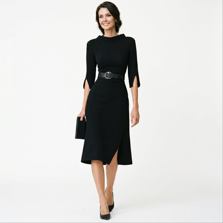 Orlienne - Elegant Black Midi Dress for Women