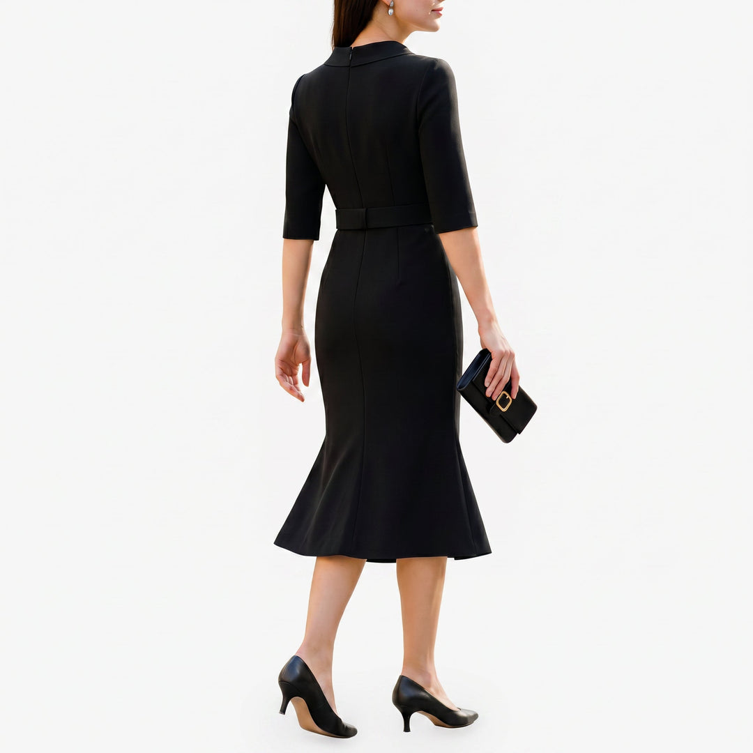 Orlienne - Elegant Black Midi Dress for Women