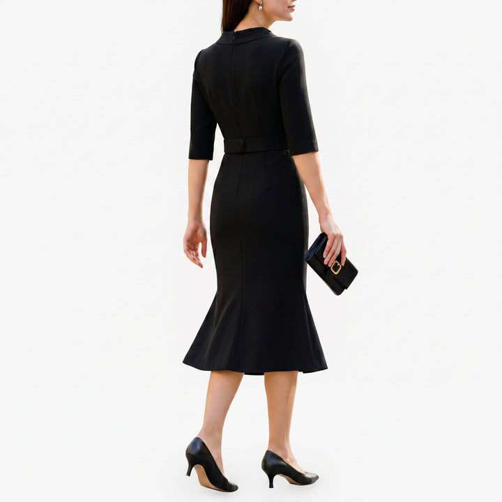 Orlienne - Elegant Black Midi Dress for Women