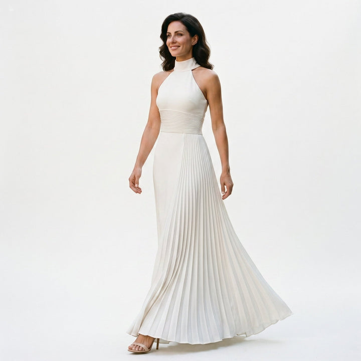Noemi - Elegant Satin Pleated Evening Gown