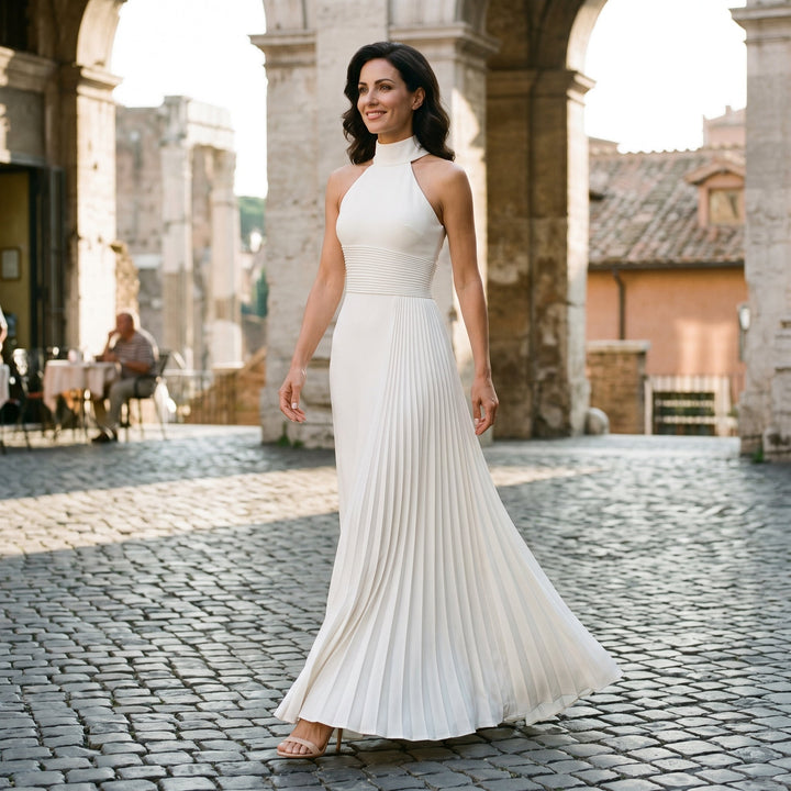 Noemi - Elegant Satin Pleated Evening Gown