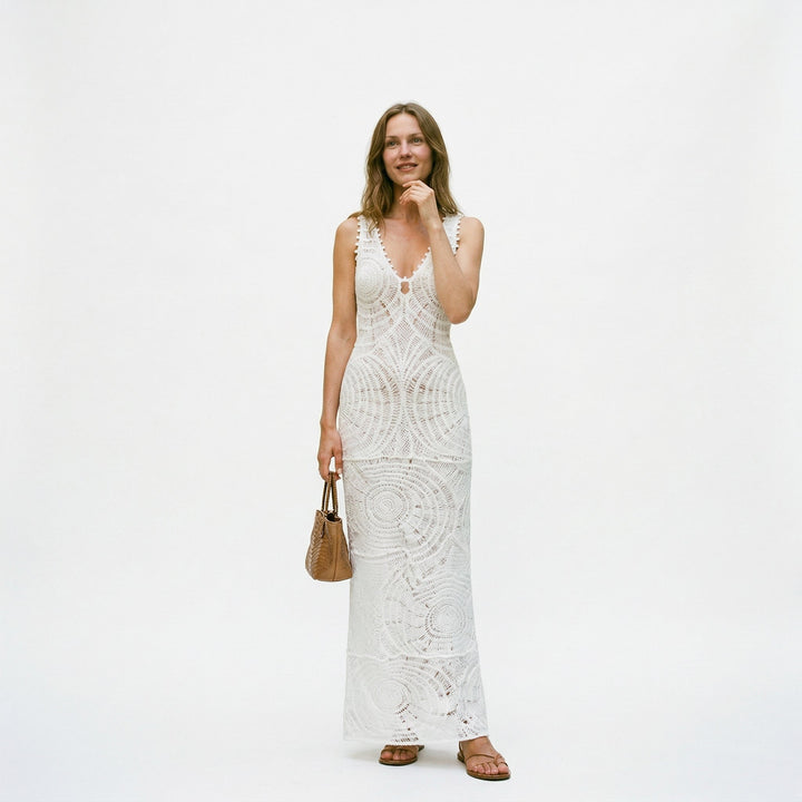 Stylish Solid V-neck Maxi Dress for Women