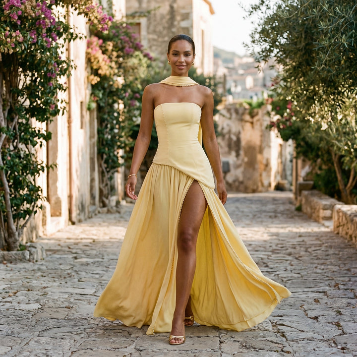 Talia - Elegant Strapless Maxi Dress