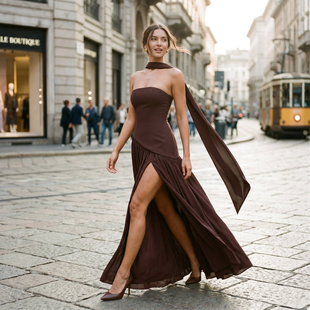 Talia - Elegant Strapless Maxi Dress