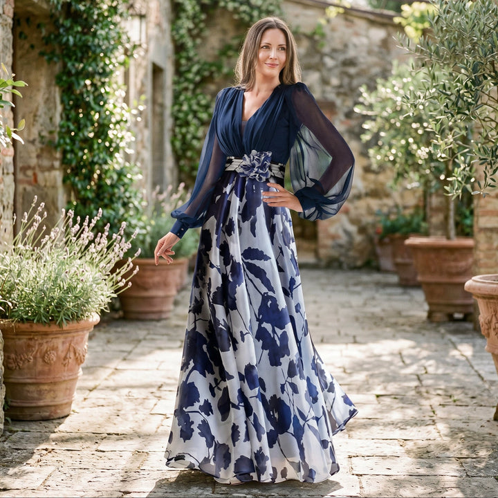 Valentina - Elegant Floral Print Maxi Dress
