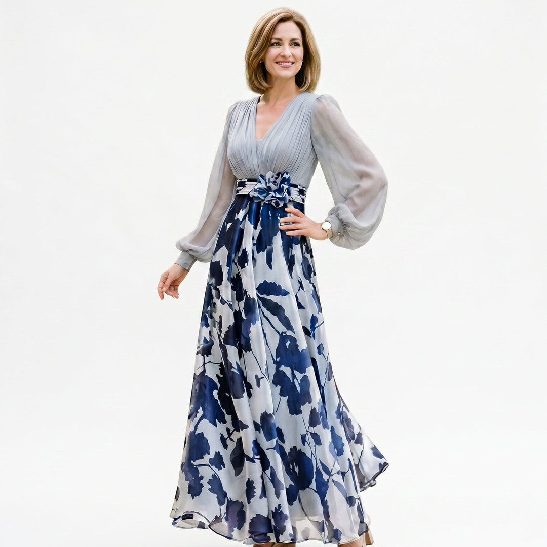 Valentina - Elegant Floral Print Maxi Dress