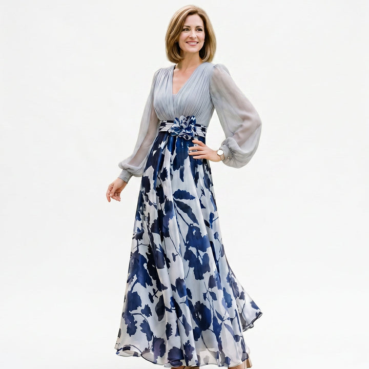 Valentina - Elegant Floral Print Maxi Dress