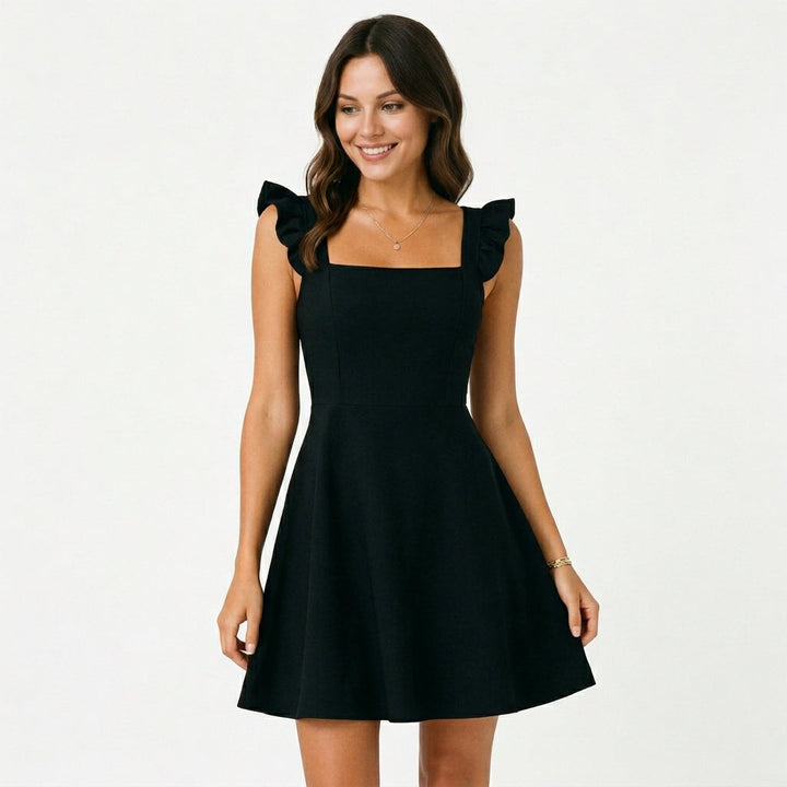 Fit &amp; Flare Mini Dress with Ruffle Straps