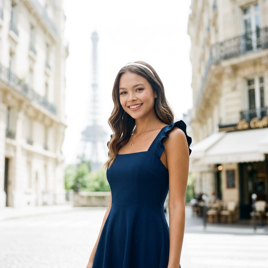 Fit &amp; Flare Mini Dress with Ruffle Straps