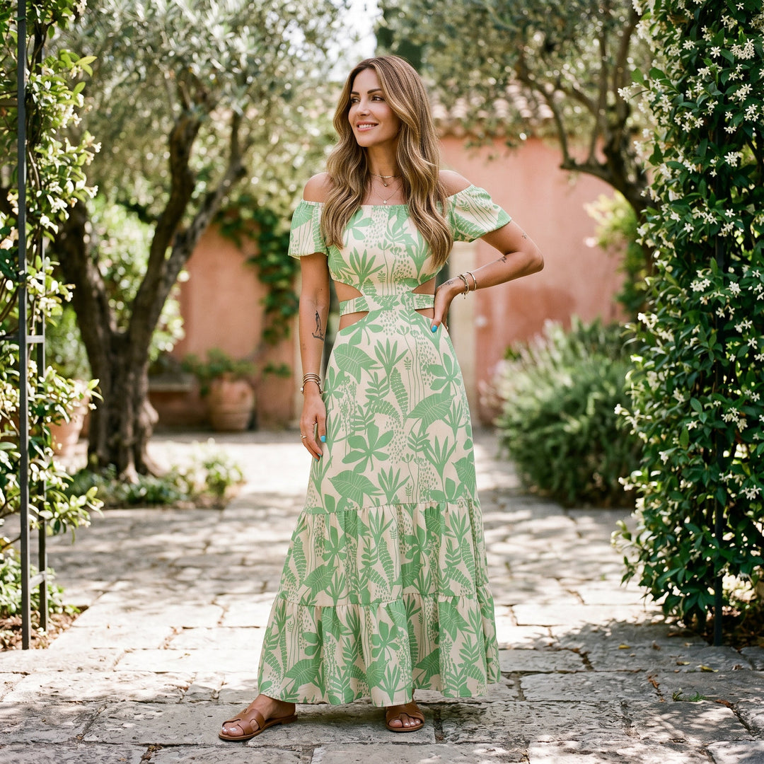 Elegant Off-Shoulder Summer Maxi Dress for Weddings