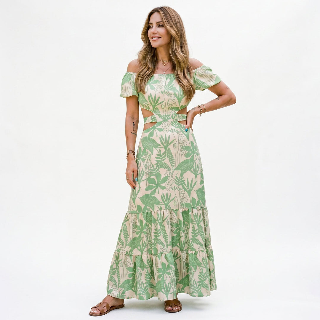 Elegant Off-Shoulder Summer Maxi Dress for Weddings