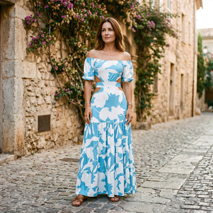 Elegant Off-Shoulder Summer Maxi Dress for Weddings