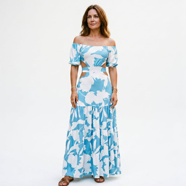 Elegant Off-Shoulder Summer Maxi Dress for Weddings