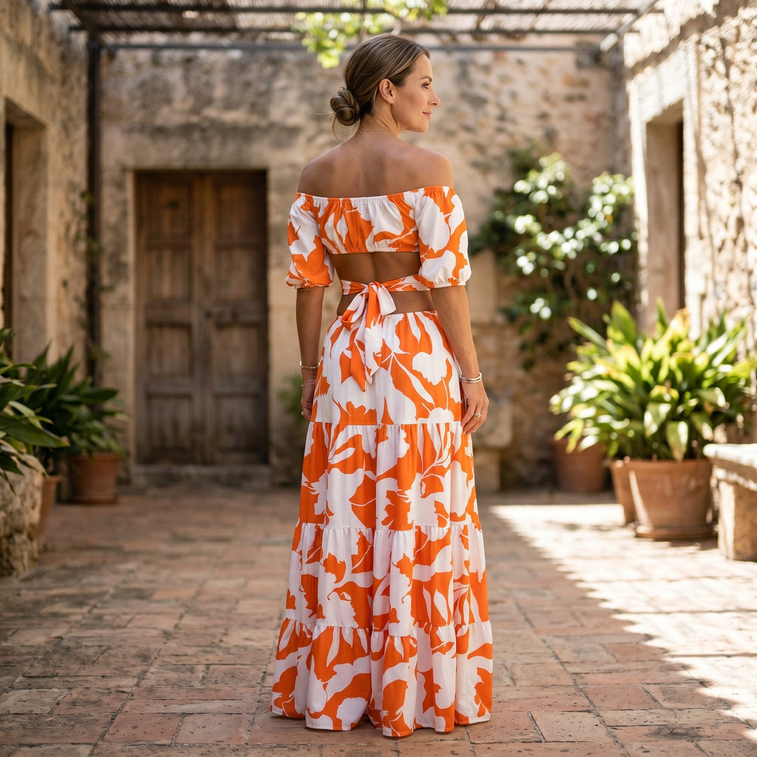Elegant Off-Shoulder Summer Maxi Dress for Weddings