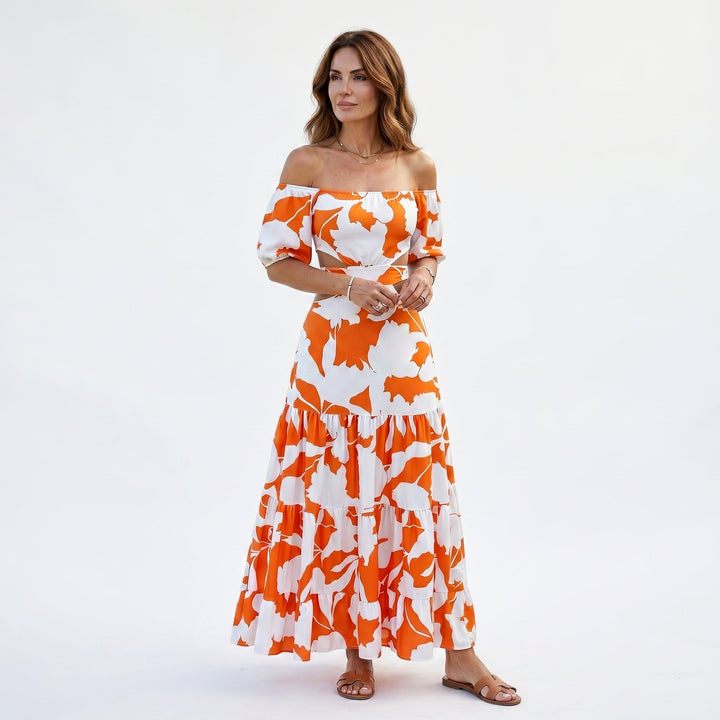 Elegant Off-Shoulder Summer Maxi Dress for Weddings