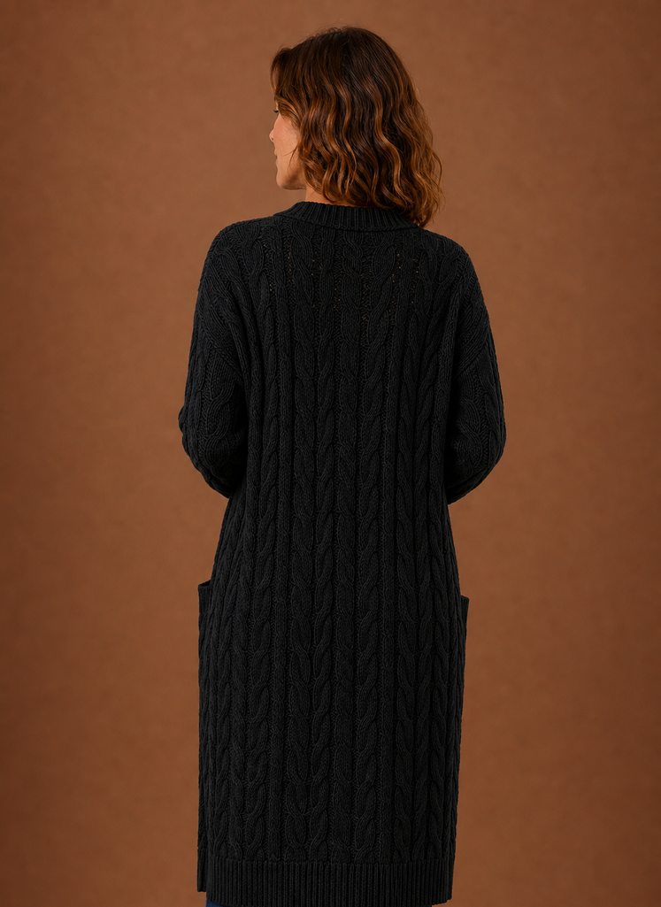 Knitted Cardigan for Women - Hooded Long