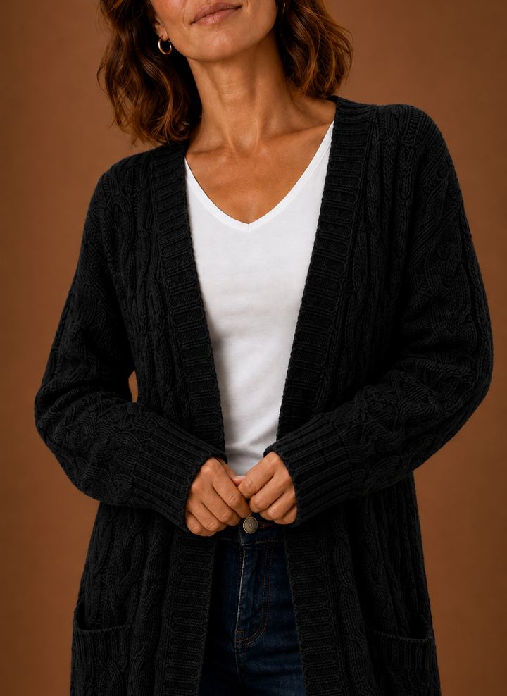 Knitted Cardigan for Women - Hooded Long