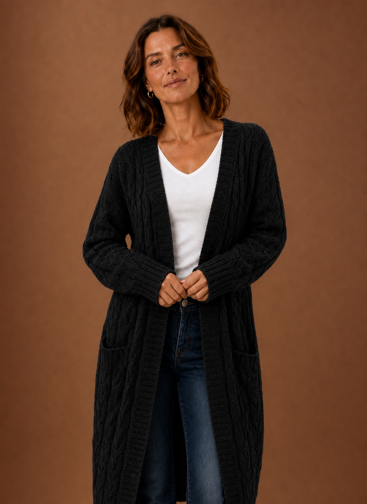 Knitted Cardigan for Women - Hooded Long