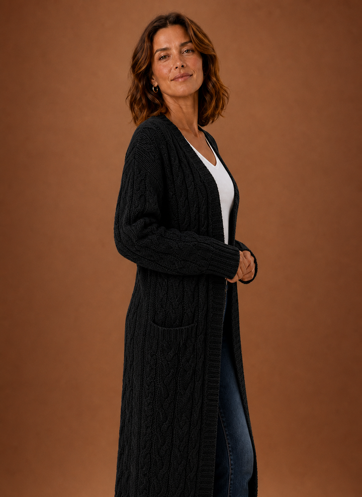 Knitted Cardigan for Women - Hooded Long