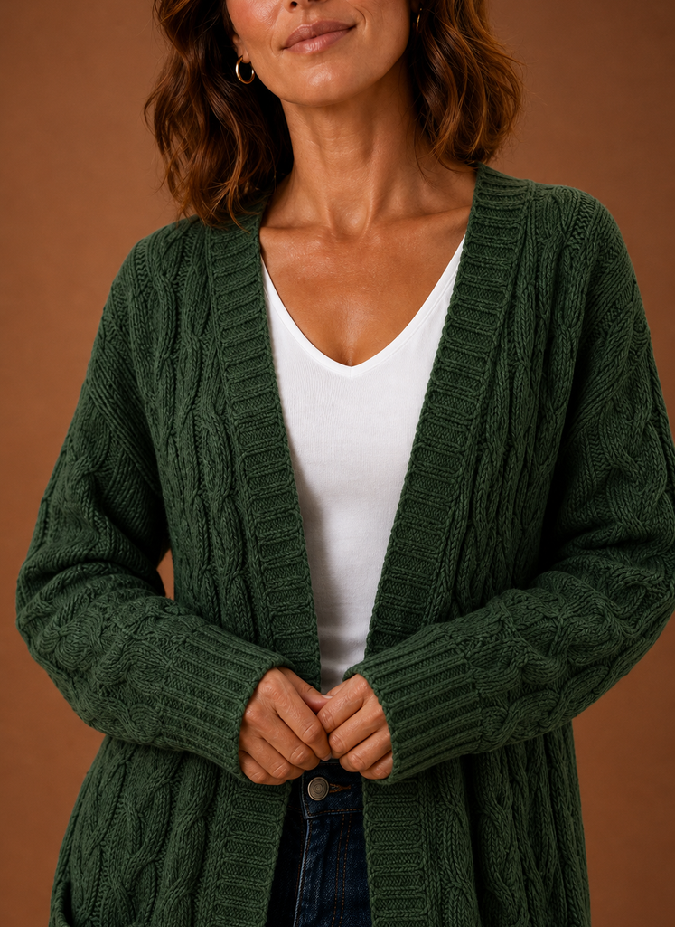Knitted Cardigan for Women - Hooded Long