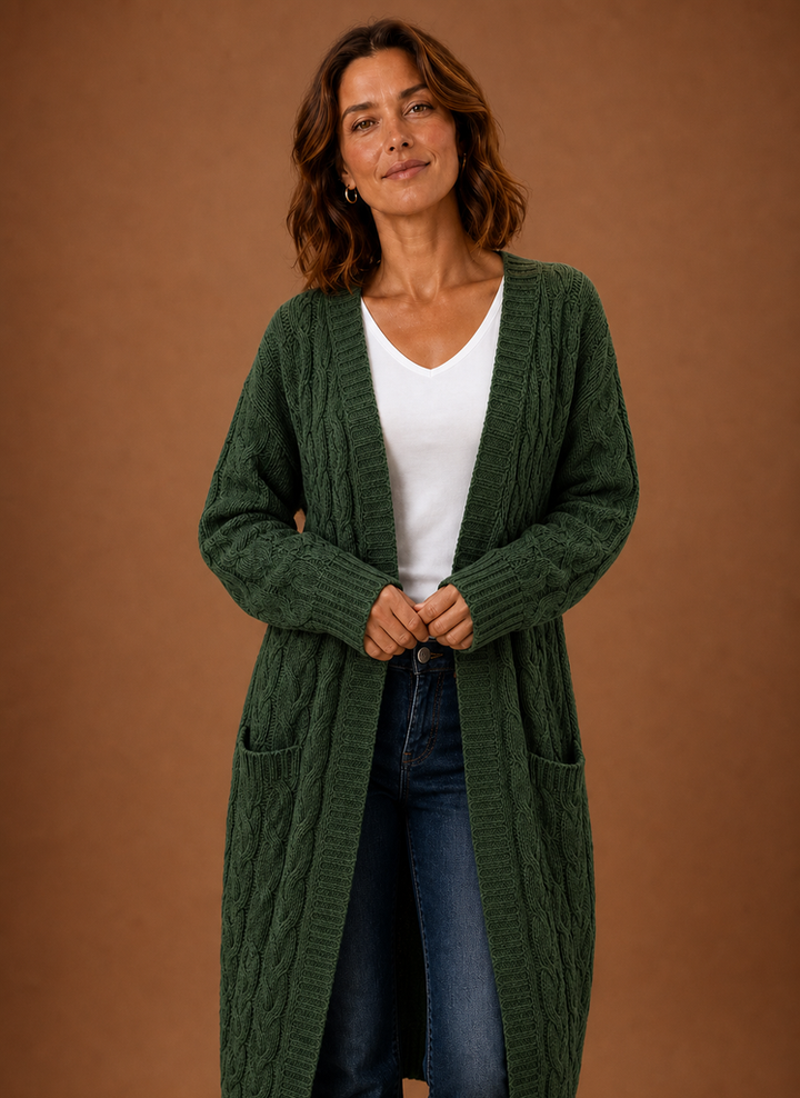 Knitted Cardigan for Women - Hooded Long