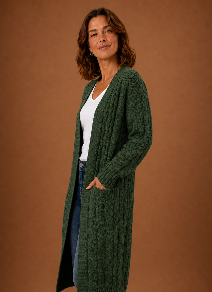 Knitted Cardigan for Women - Hooded Long