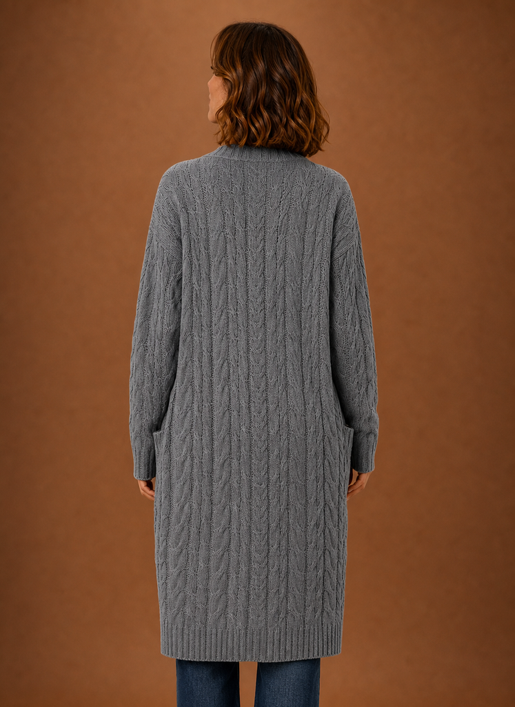 Knitted Cardigan for Women - Hooded Long