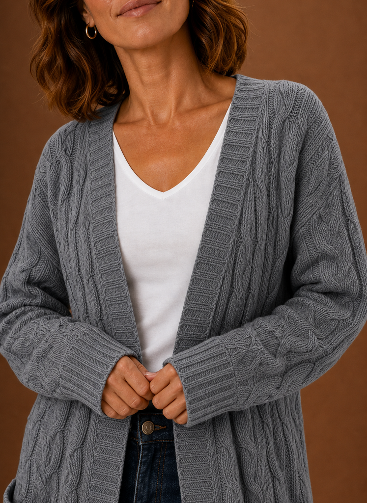 Knitted Cardigan for Women - Hooded Long
