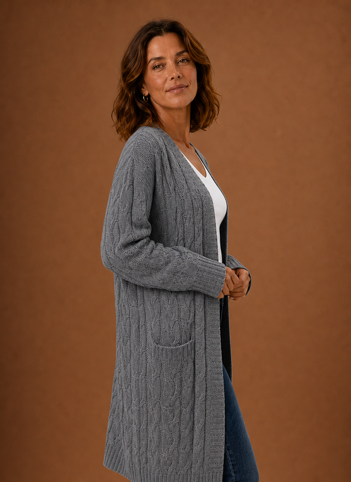 Knitted Cardigan for Women - Hooded Long
