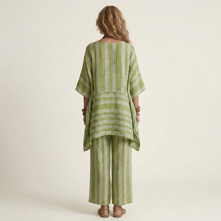 Two-Piece Striped Cotton-Linen Set