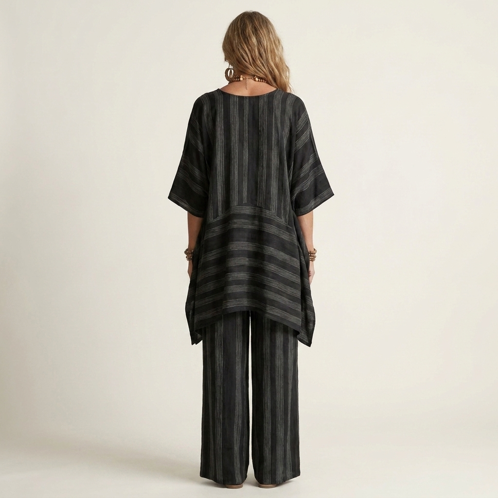 Two-Piece Striped Cotton-Linen Set