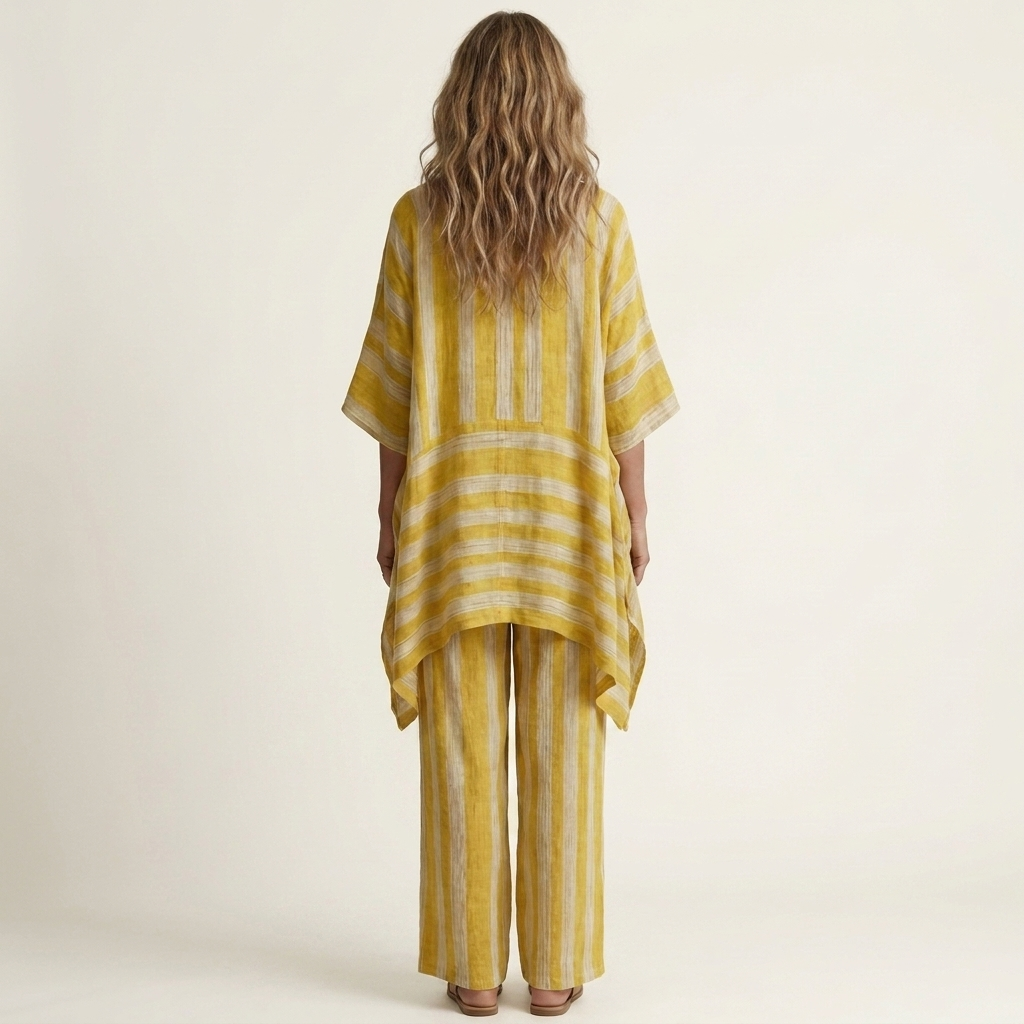Two-Piece Striped Cotton-Linen Set