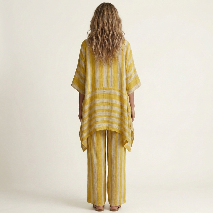 Two-Piece Striped Cotton-Linen Set