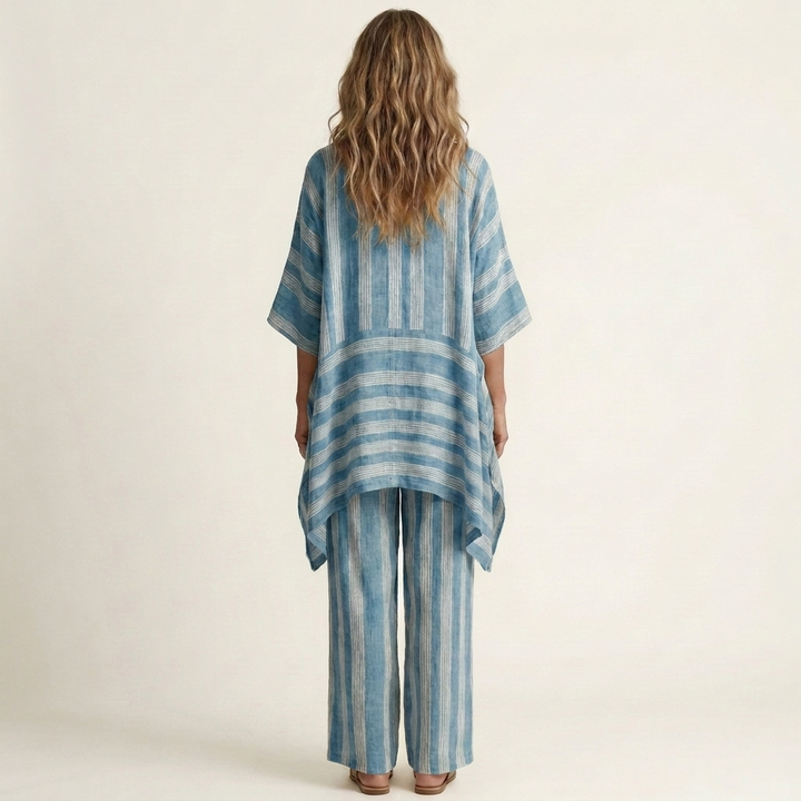 Two-Piece Striped Cotton-Linen Set