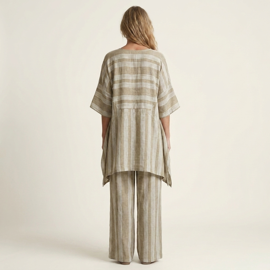 Two-Piece Striped Cotton-Linen Set