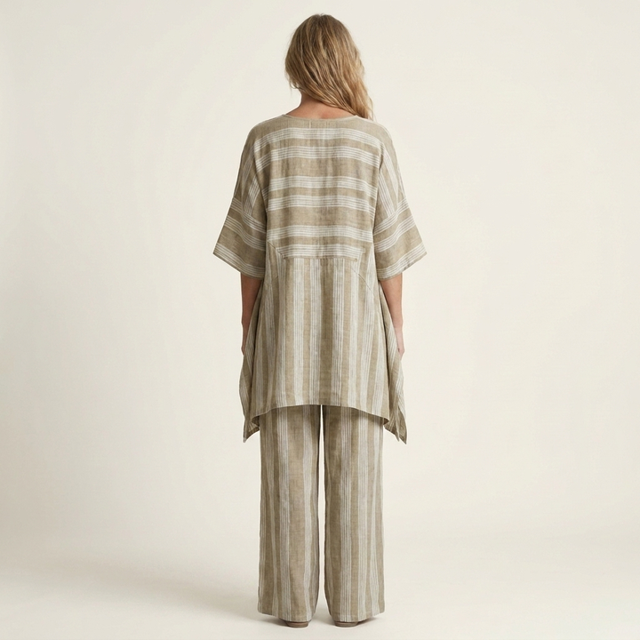 Two-Piece Striped Cotton-Linen Set