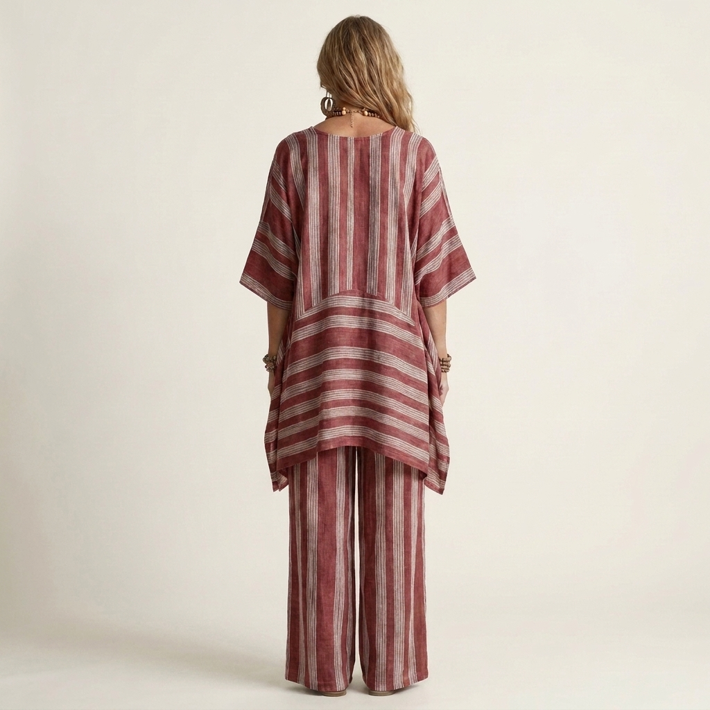 Two-Piece Striped Cotton-Linen Set
