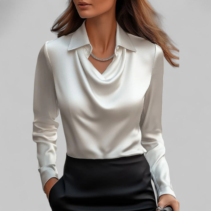 Women’s Summer Elegant Blouse Top with Draped Cowl Neck