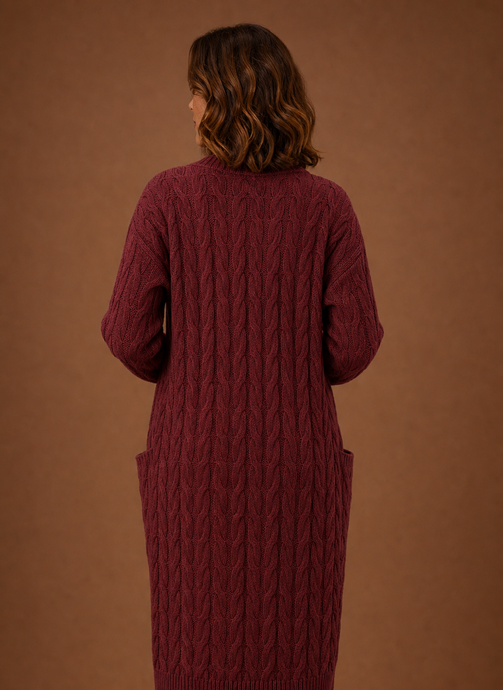 Knitted Cardigan for Women - Hooded Long