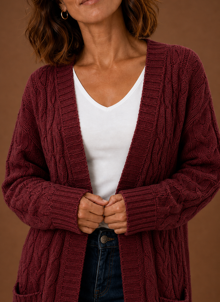 Knitted Cardigan for Women - Hooded Long